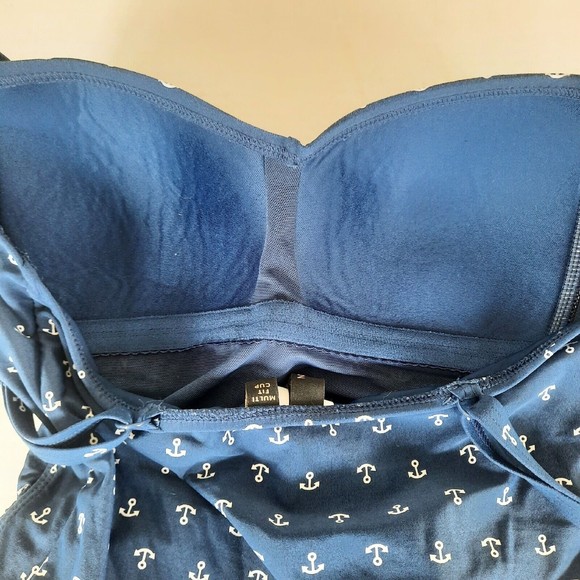 Niptuck Swim Womens One Piece Swimsuit Blue White Anchors Nautical Retro Size 6 - Picture 10 of 11